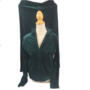 Jones New York Sport Green Velvet Loungewear Zip Jacket /Pants Set Women Size M